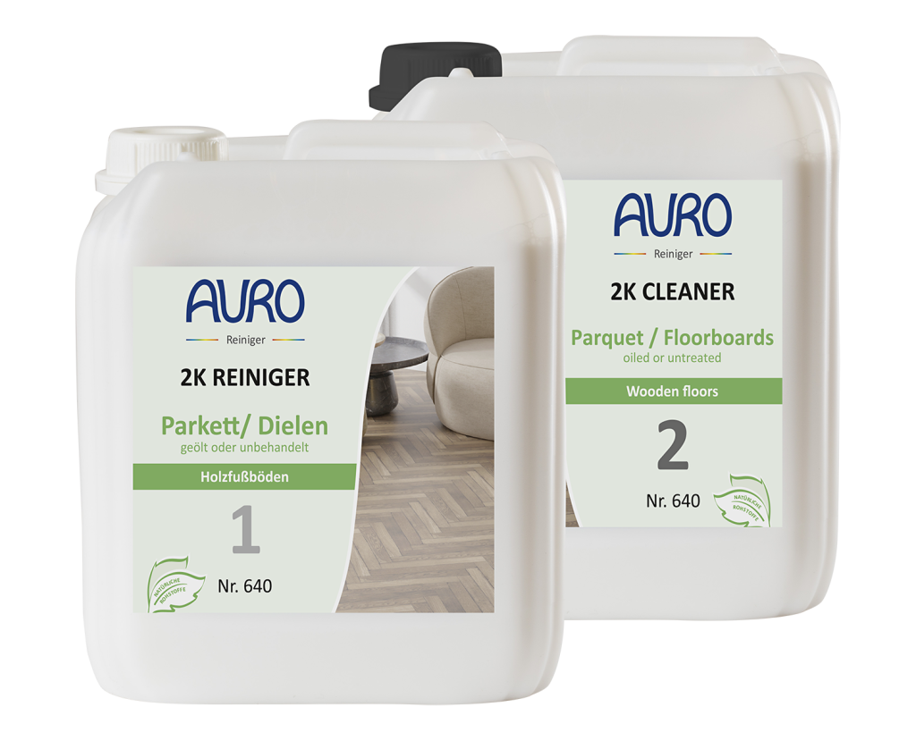 AURO 2K Reiniger Parkett & Dielen Nr. 640 Set mit 2 x 5 Liter für gründliche Reinigung und Vorbereitung von Parkett und Dielen