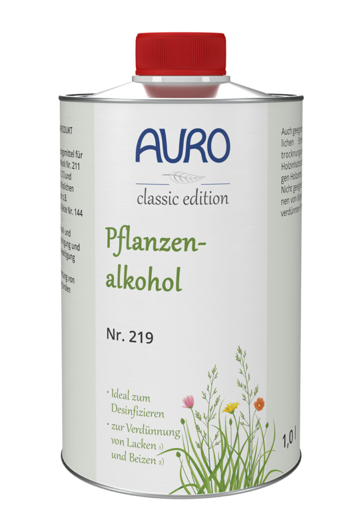 AURO Pflanzenalkohol Nr. 219 in 1 Liter Blechflasche – vielseitig anwendbar zum Reinigen, Verdünnen und Entfetten