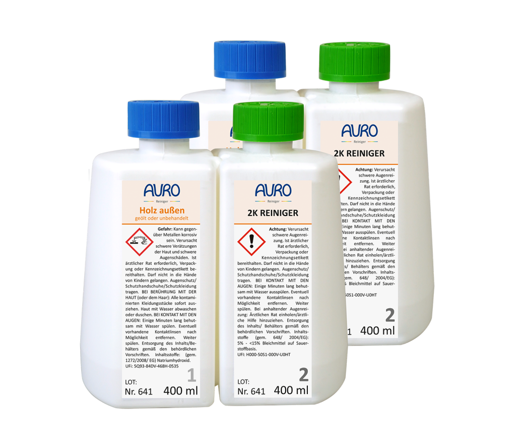 AURO 2K Reiniger Holz außen Nr. 641 Ersatzset für die nachhaltige Reinigung von Terrassendielen, Zäunen und Gartenmöbeln aus Holz