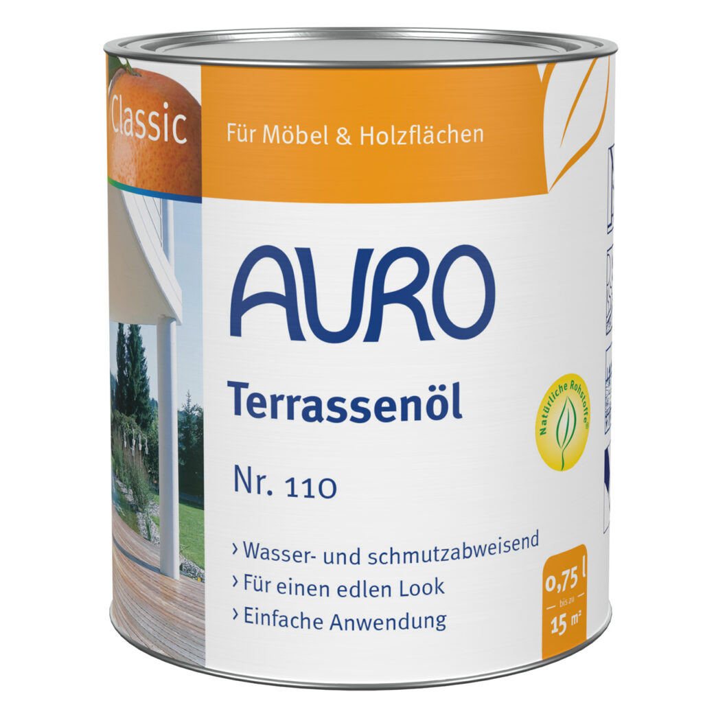 AURO Terrassenöl Nr. 110 in 0,75 Liter Dose – natürlicher Holzschutz für Terrassen