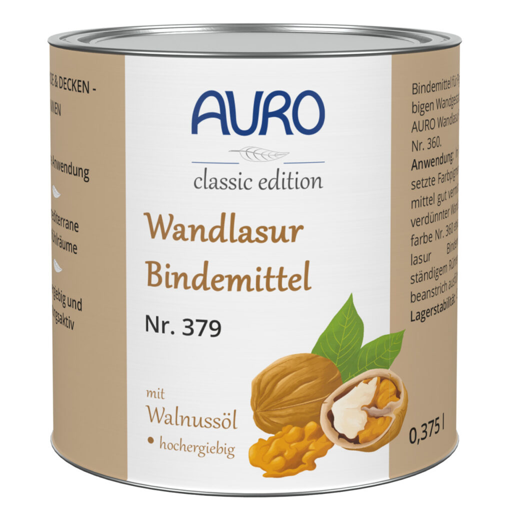 AURO Wandlasur-Bindemittel Nr. 379 in 0,375 Liter Dose zur Herstellung und Verdünnung von Wandlasuren.
