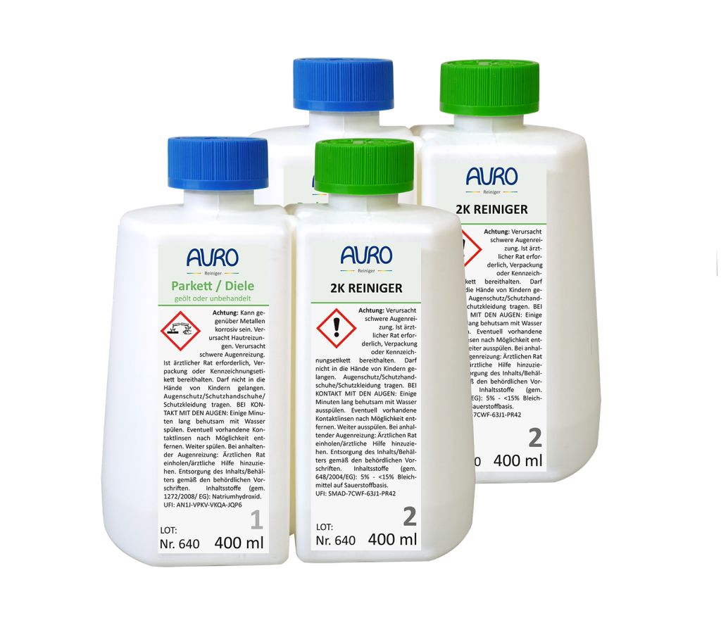 AURO 2K Reiniger Parkett & Dielen Nr. 640 Ersatzset zur tiefenwirksamen Reinigung von geölten und unbehandelten Holzfußböden