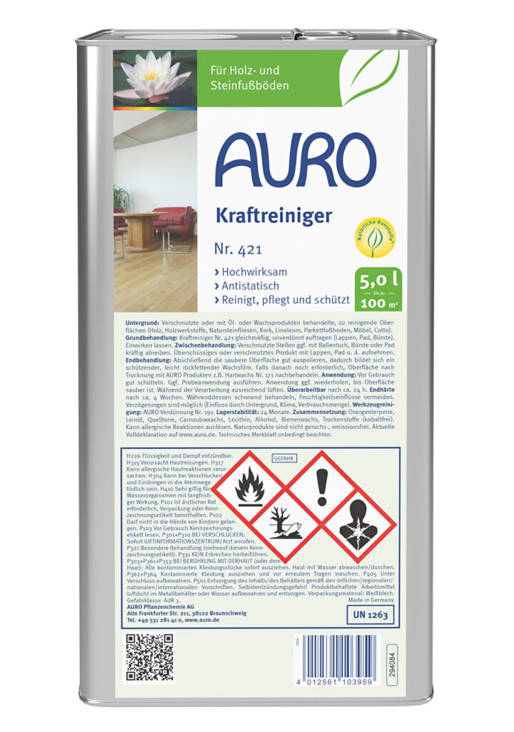 AURO Kraftreiniger Nr. 421 im 5 Liter Kanister für stark verschmutzte, gewachste Böden