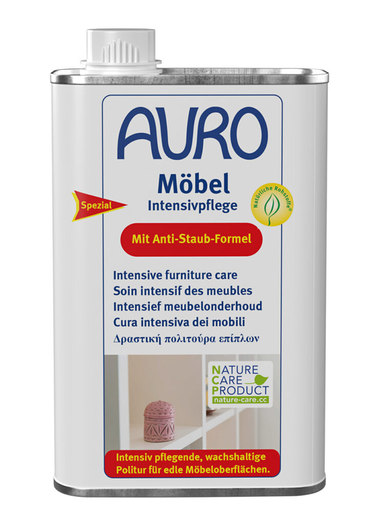 AURO Möbel-Intensivpflege Nr. 662 in 0,5 Liter Blechflasche – wachshaltige Politur mit Anti-Staub-Formel für Holzmöbelpflege