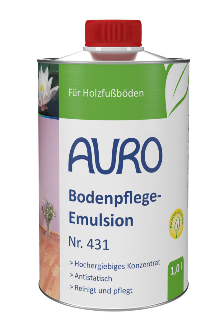 AURO Bodenpflege-Emulsion Nr. 431 in 1 Liter Blechflasche für geölte oder gewachste Holzfußböden