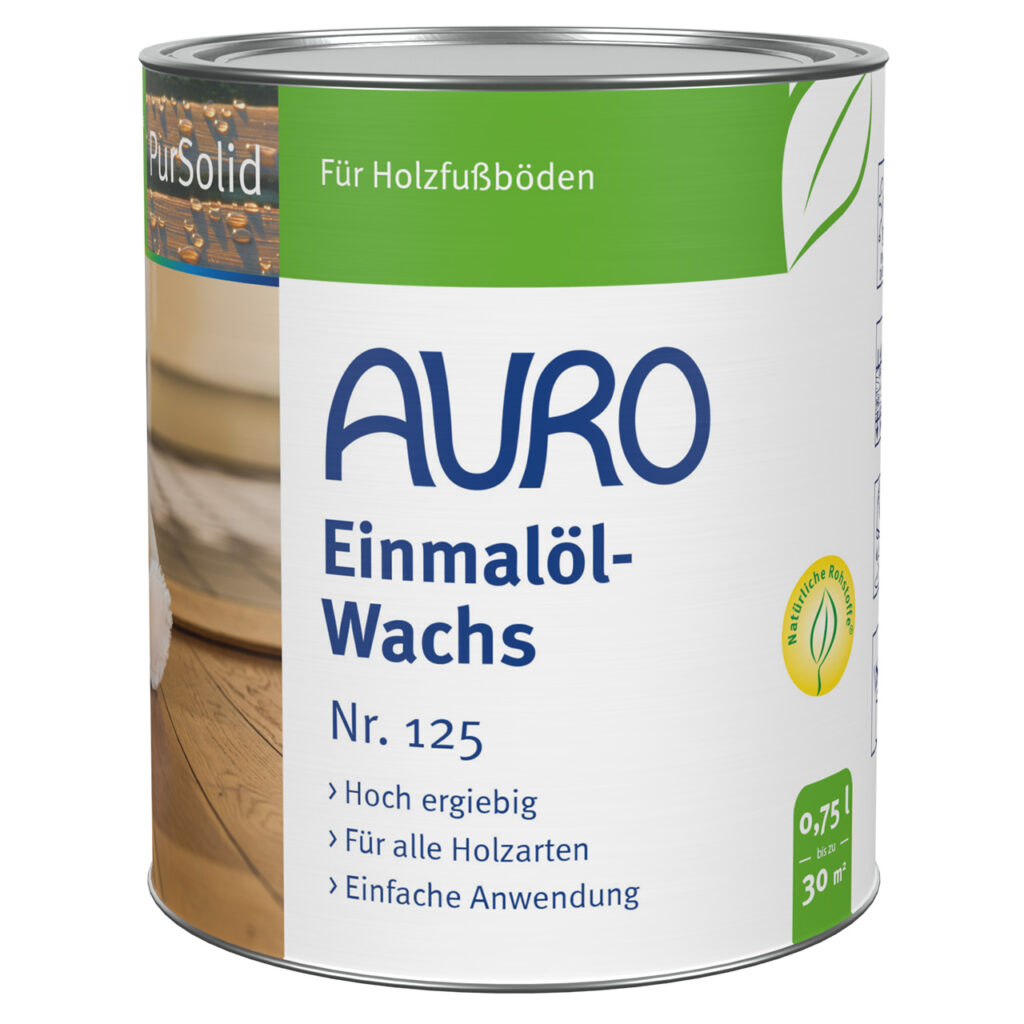 AURO Einmalöl-Wachs Nr. 125 in 0,75 Liter Dose – lösemittelfreies Holzöl-Wachs für Möbel oder Fußböden