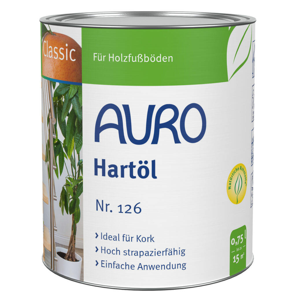 AURO Hartöl Nr. 126 in 0,75 Liter Dose für den Innenbereich – Holzöl für saugfähige Oberflächen