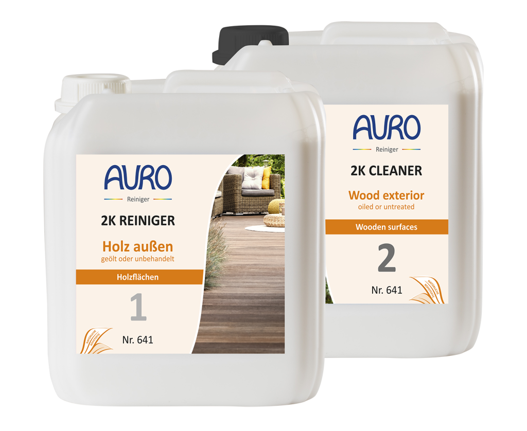 AURO 2K Reiniger Holz außen Nr. 641 Set 2 x 5 Liter Gebinde für intensive Reinigung von Terrassenholz, WPC und Gartenmöbeln