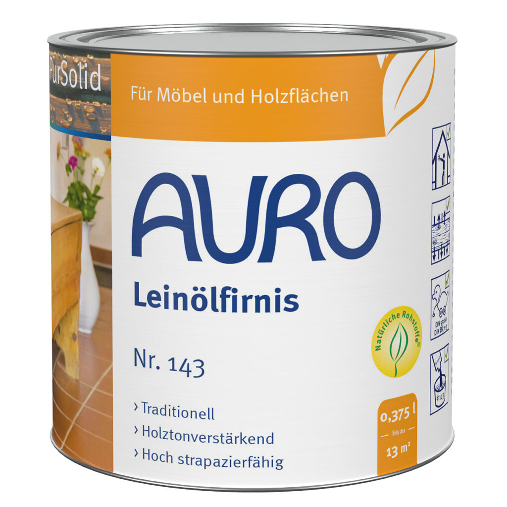 AURO Leinölfirnis Nr. 143 in 0,375 Liter Dose – natürliche Imprägnierung für Holzflächen