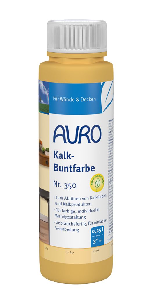 AURO Kalk-Buntfarbe Nr. 350 in 0,25 Liter Gebinde – farbige Abtönfarbe für Kalkfarben und Putzsysteme
