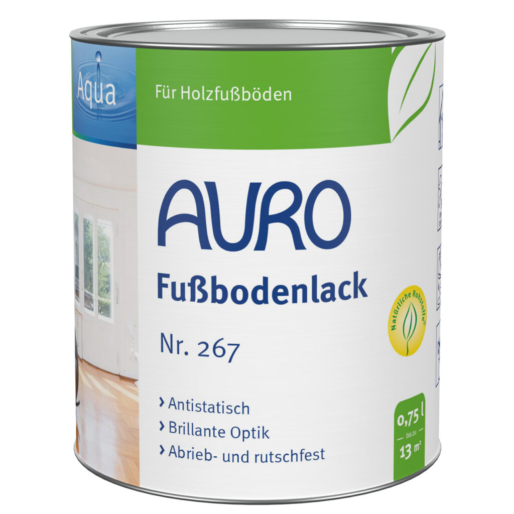 AURO Fußbodenlack Nr. 267 in 0,75 Liter Dose für strapazierfähige, schmutzabweisende Holzfußböden