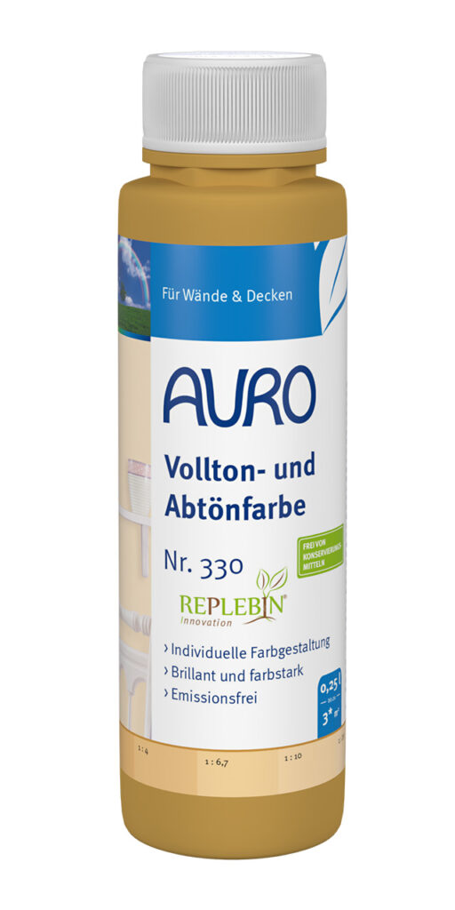 AURO Vollton- und Abtönfarbe Nr. 330 in 0,25 Liter Gebinde für kräftige Wandfarben mit natürlichen Pigmenten