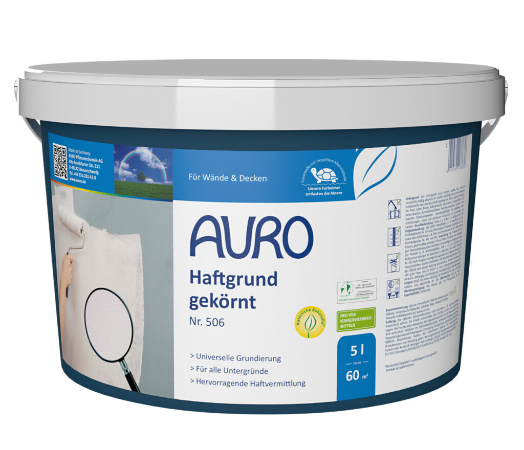 AURO Haftgrund, gekörnt Nr. 506 im 5 Liter Gebinde – konservierungsmittelfreie Grundierung für innen und außen