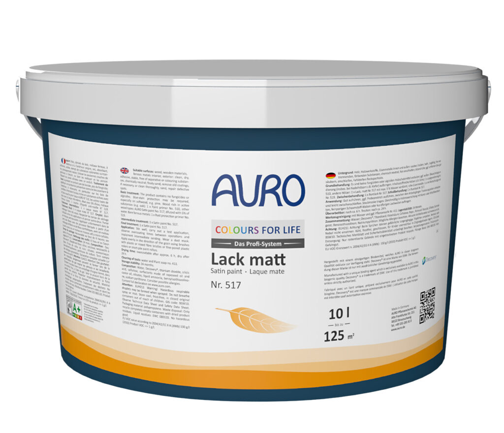 AURO COLOURS FOR LIFE Lack, matt Nr. 517 im 10 Liter Gebinde für großflächige, farbige Innen- und Außenanstriche