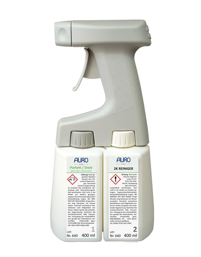 AURO 2K Reiniger Parkett & Dielen Nr. 640 Starter Kit zur gründlichen Reinigung von Parkett- und Dielenböden mit aktivem Sauerstoff