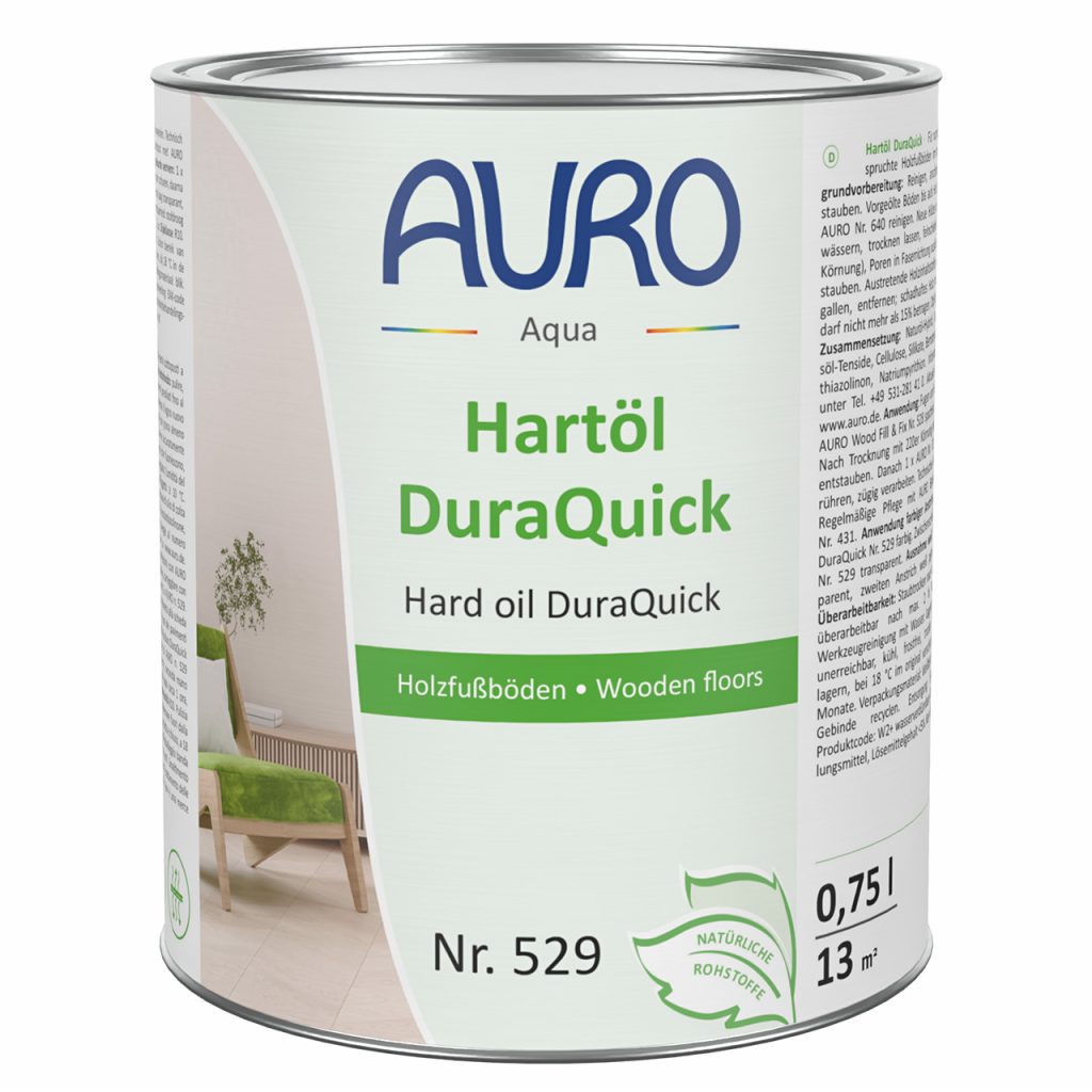 AURO Hartöl DuraQuick Nr. 529 in 0,75 Liter Dose für Holzfußböden im Innenbereich, transparentes Hartöl mit schneller Trocknung
